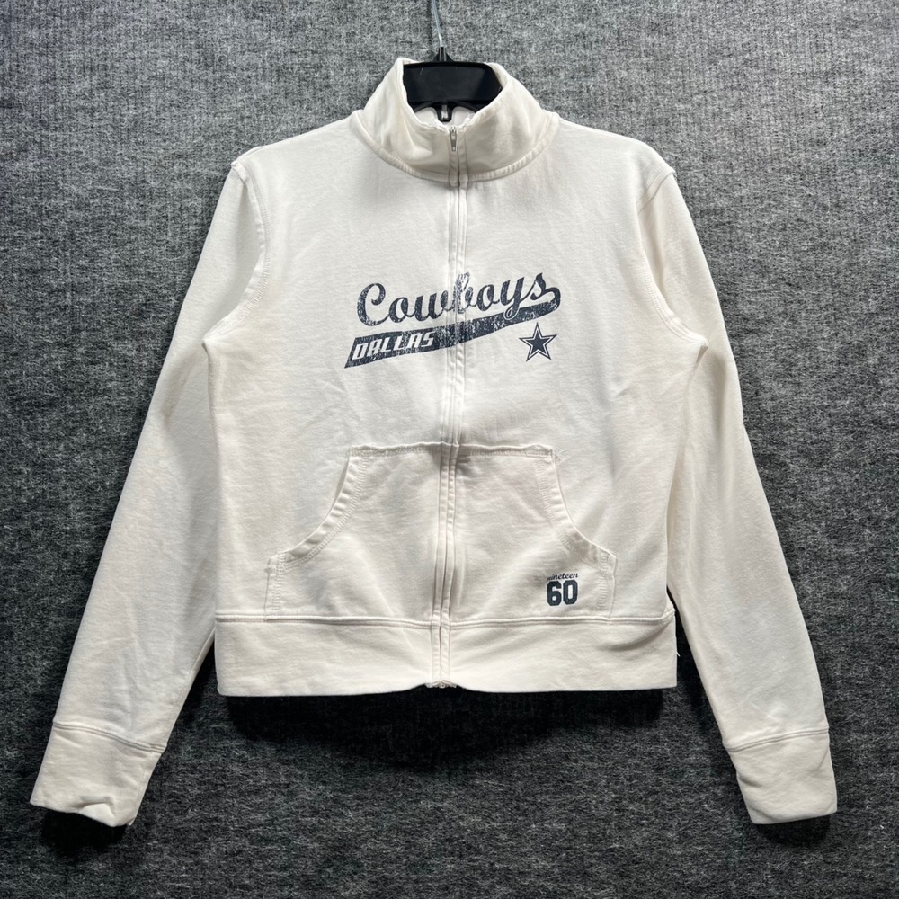 Cowboys Authentic Apparel Dallas Cowboys Full Zip Sweatshirt White Medium